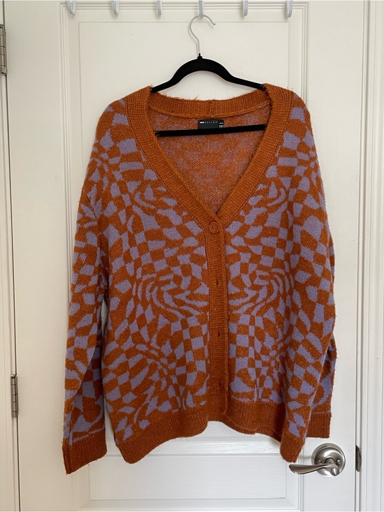 ASOS Sweaters - ASOS Burnt Orange and Lavender Geometric Cardigan